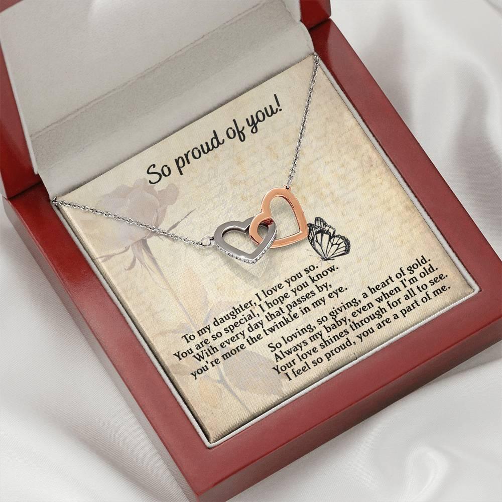 To My Daughter - Proud Of You - Interlocking Hearts Necklace - Mallard Moon Gift Shop