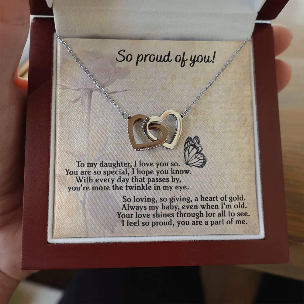 To My Daughter - Proud Of You - Interlocking Hearts Necklace - Mallard Moon Gift Shop