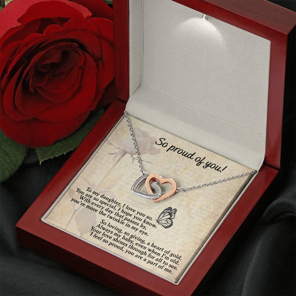 To My Daughter - Proud Of You - Interlocking Hearts Necklace - Mallard Moon Gift Shop