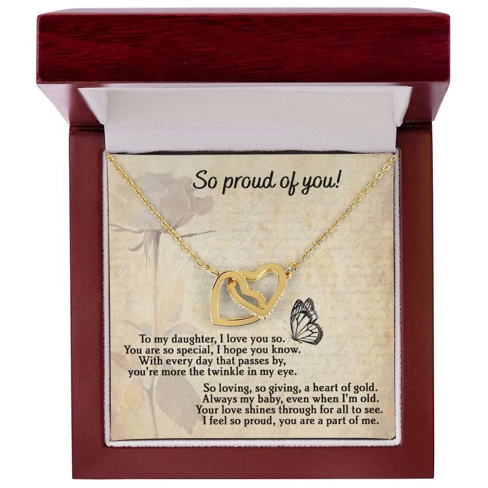 To My Daughter - Proud Of You - Interlocking Hearts Necklace - Mallard Moon Gift Shop