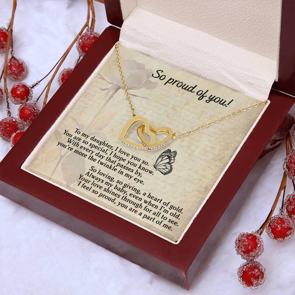 To My Daughter - Proud Of You - Interlocking Hearts Necklace - Mallard Moon Gift Shop