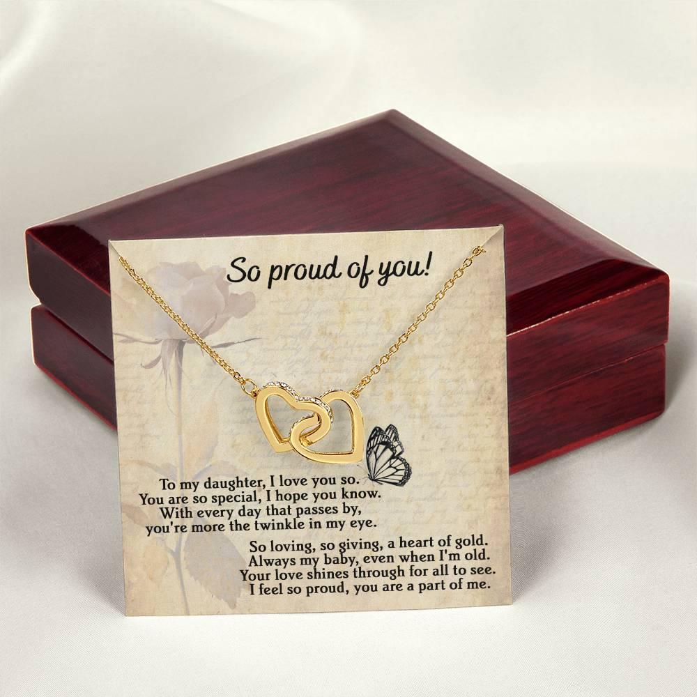 To My Daughter - Proud Of You - Interlocking Hearts Necklace - Mallard Moon Gift Shop