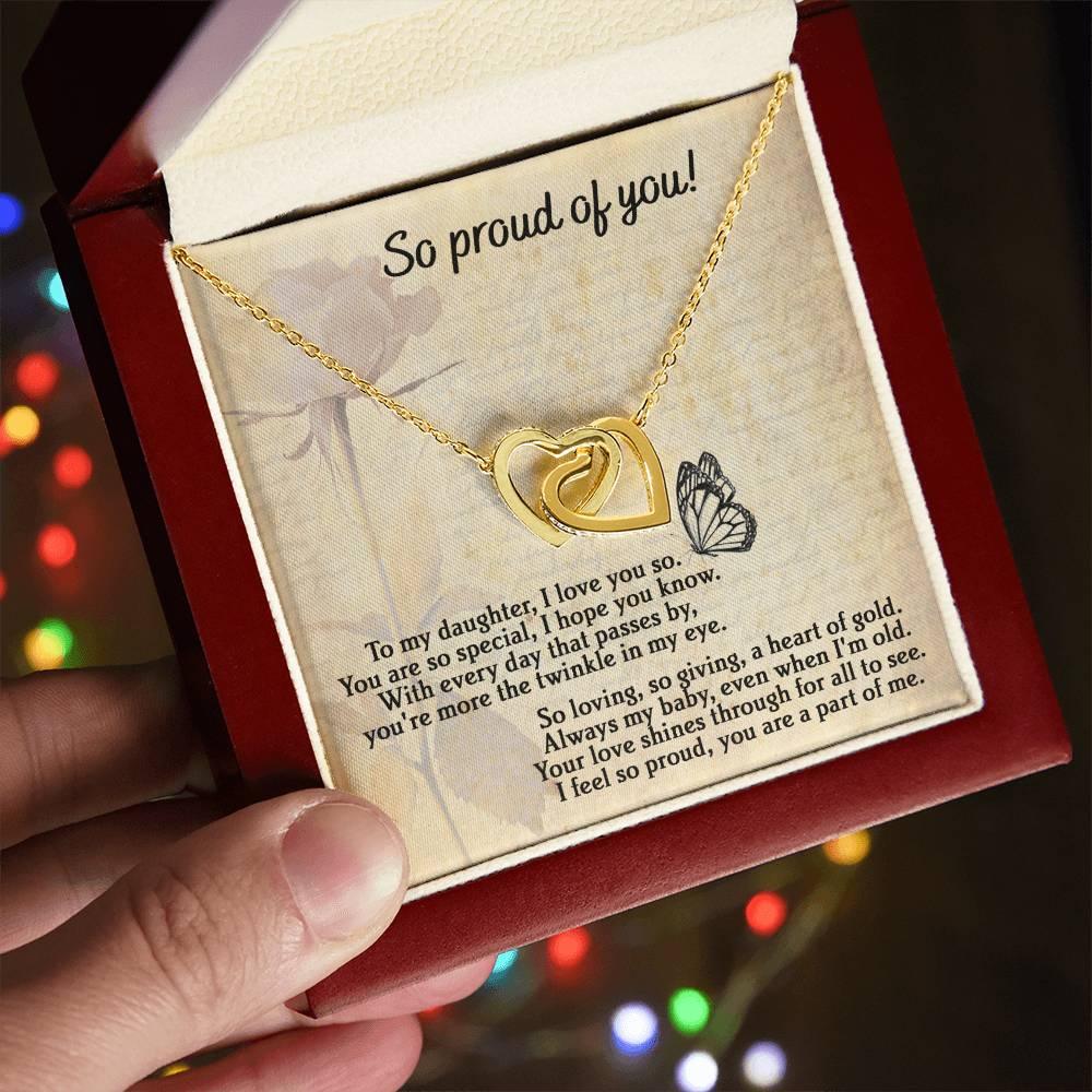To My Daughter - Proud Of You - Interlocking Hearts Necklace - Mallard Moon Gift Shop