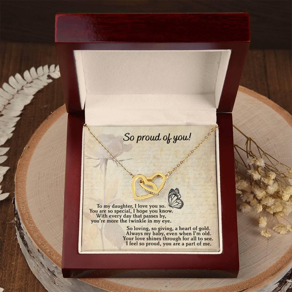 To My Daughter - Proud Of You - Interlocking Hearts Necklace - Mallard Moon Gift Shop