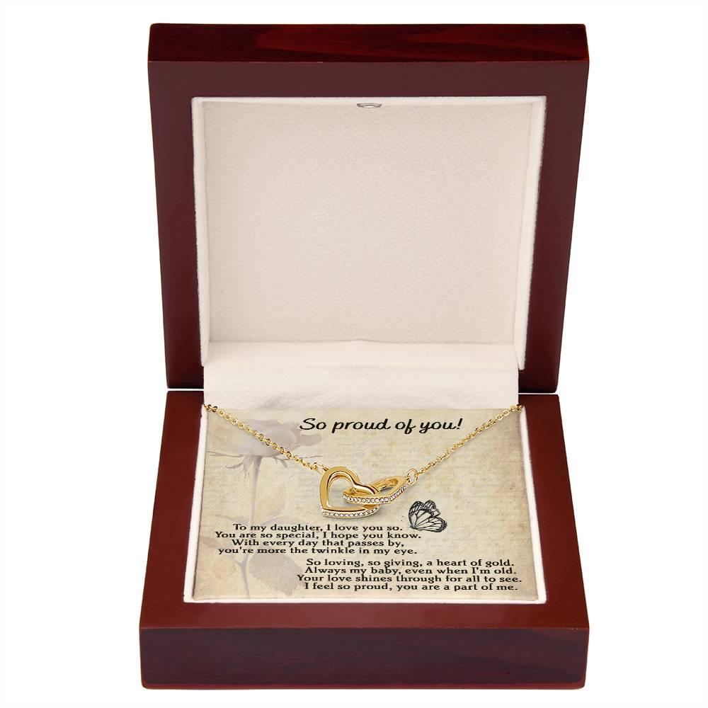 To My Daughter - Proud Of You - Interlocking Hearts Necklace - Mallard Moon Gift Shop