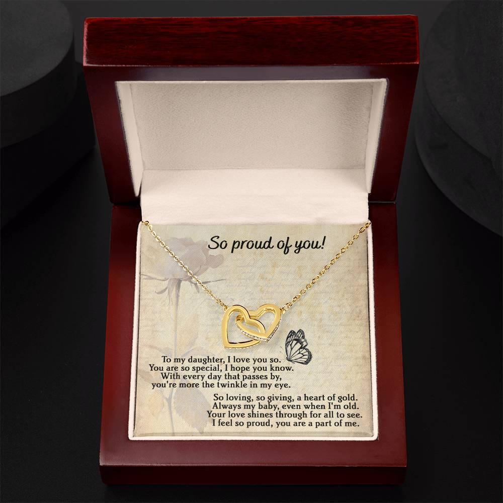 To My Daughter - Proud Of You - Interlocking Hearts Necklace - Mallard Moon Gift Shop