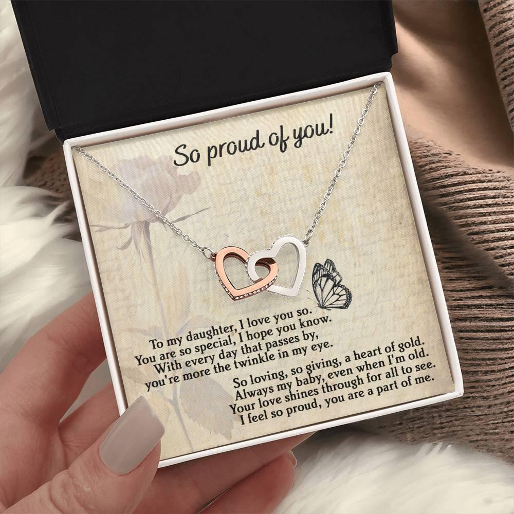 To My Daughter - Proud Of You - Interlocking Hearts Necklace - Mallard Moon Gift Shop