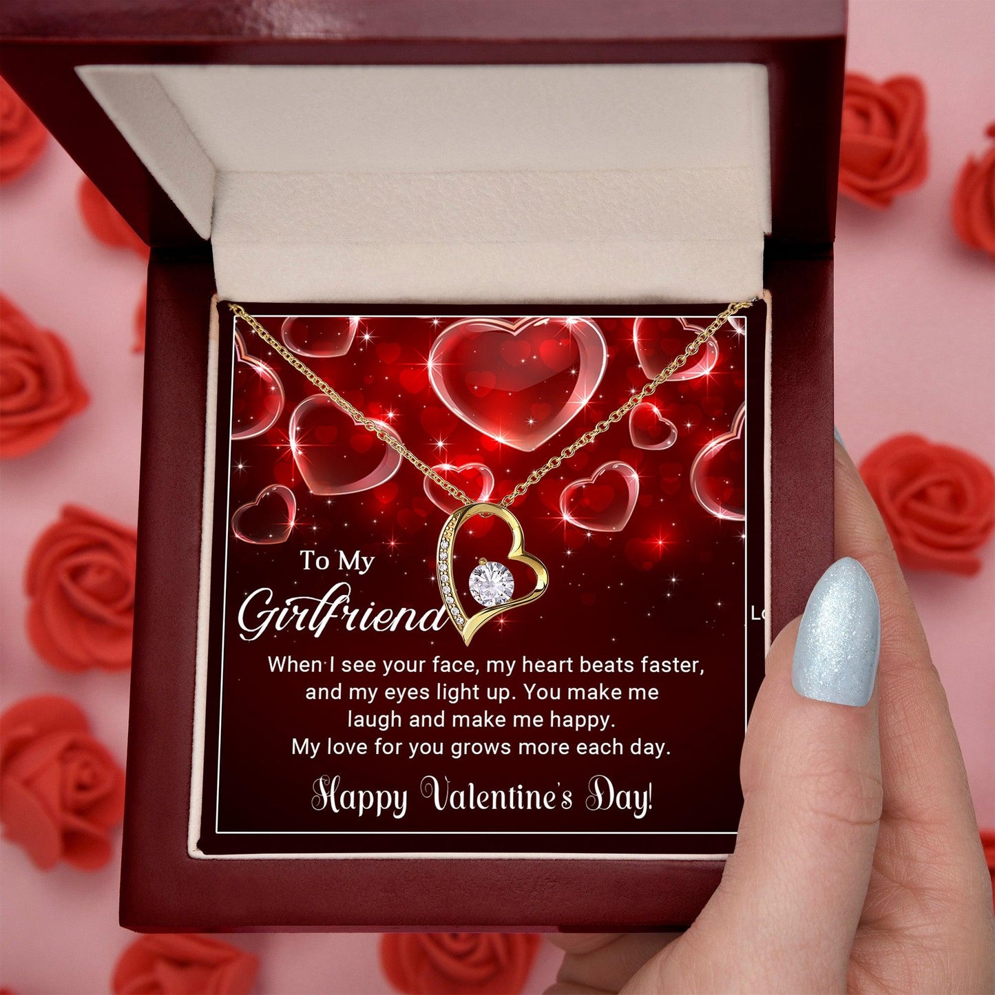 To My Girlfriend You Make Me Happy Forever Love Pendant Necklace - Mallard Moon Gift Shop