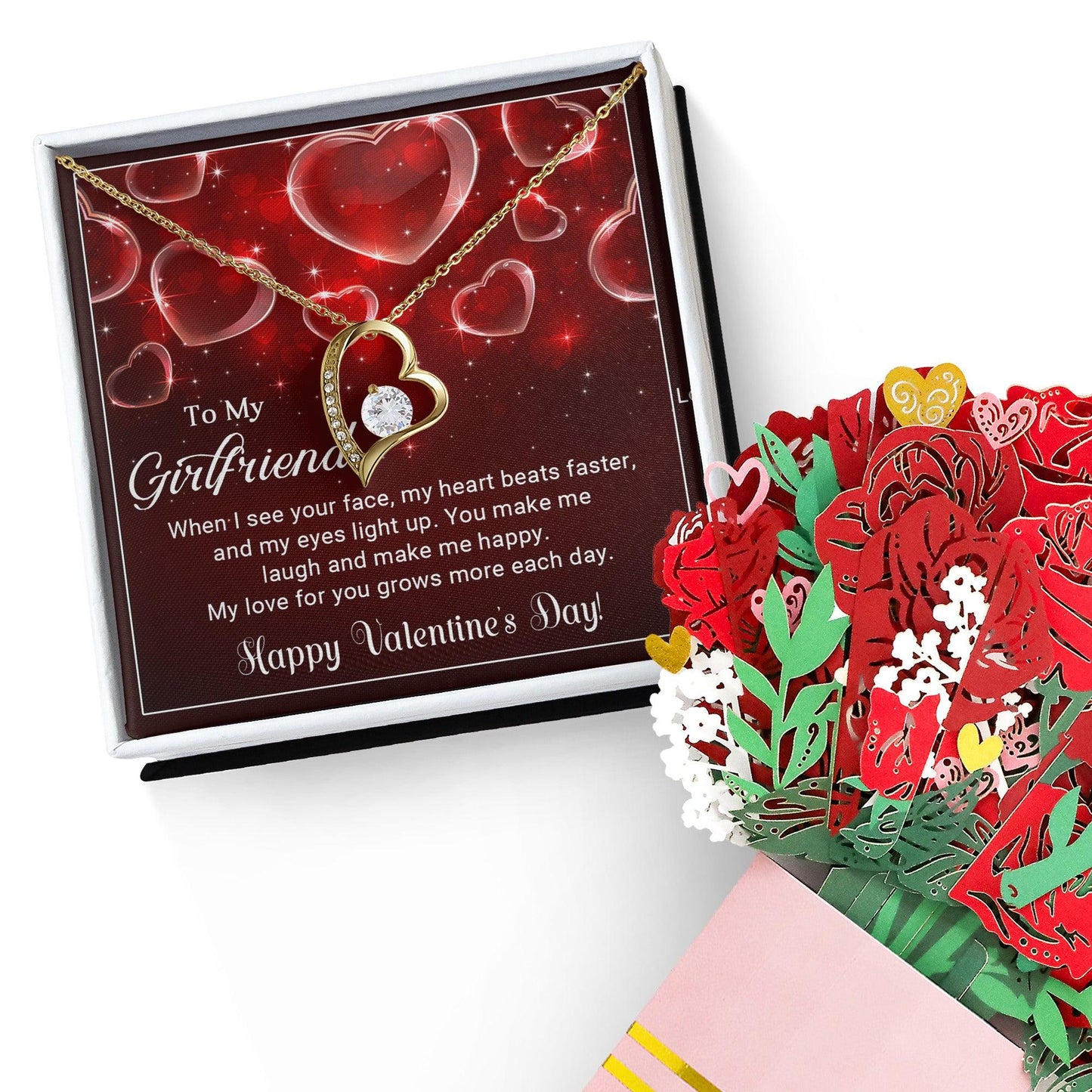 To My Girlfriend You Make Me Happy Forever Love Pendant Necklace - Mallard Moon Gift Shop