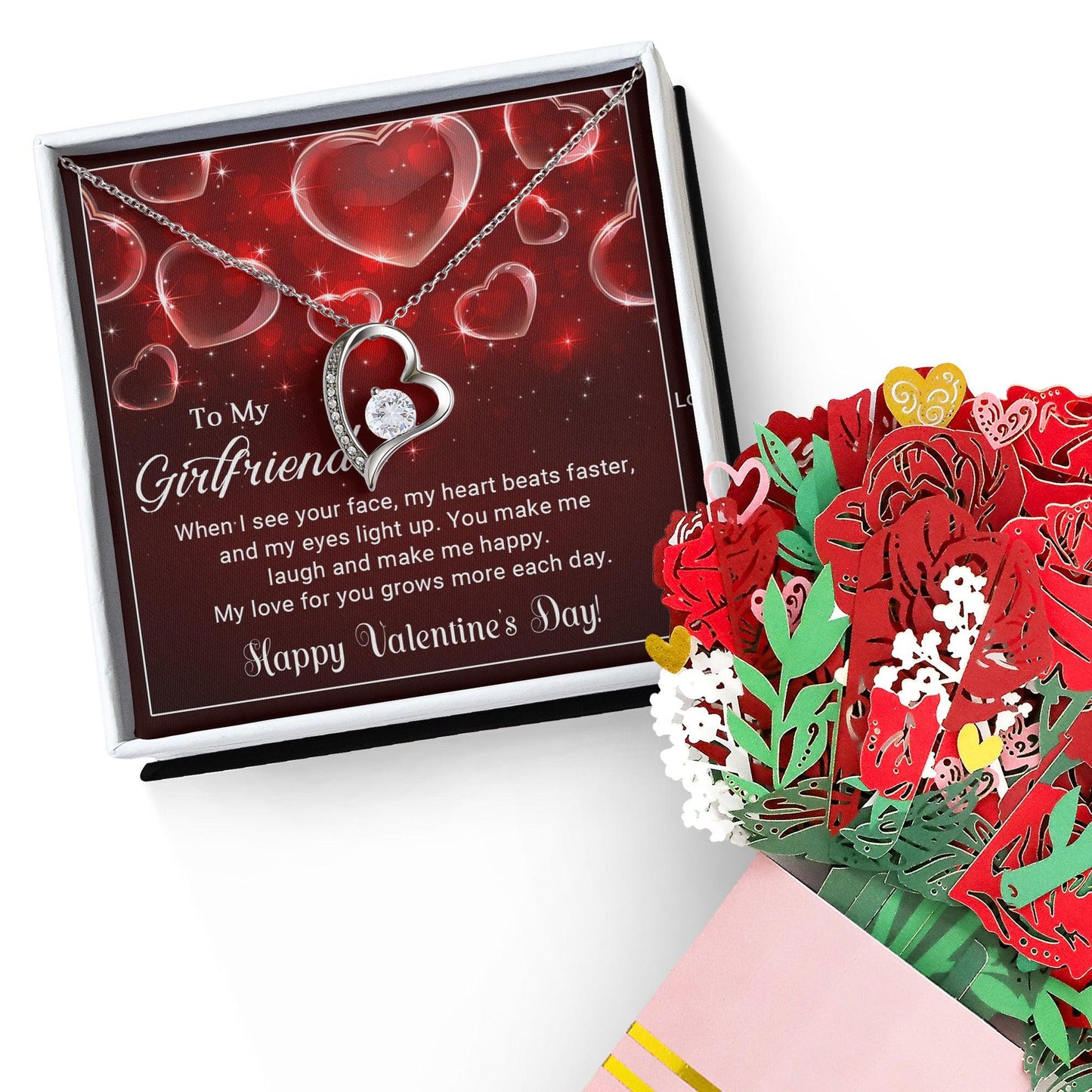 To My Girlfriend You Make Me Happy Forever Love Pendant Necklace - Mallard Moon Gift Shop