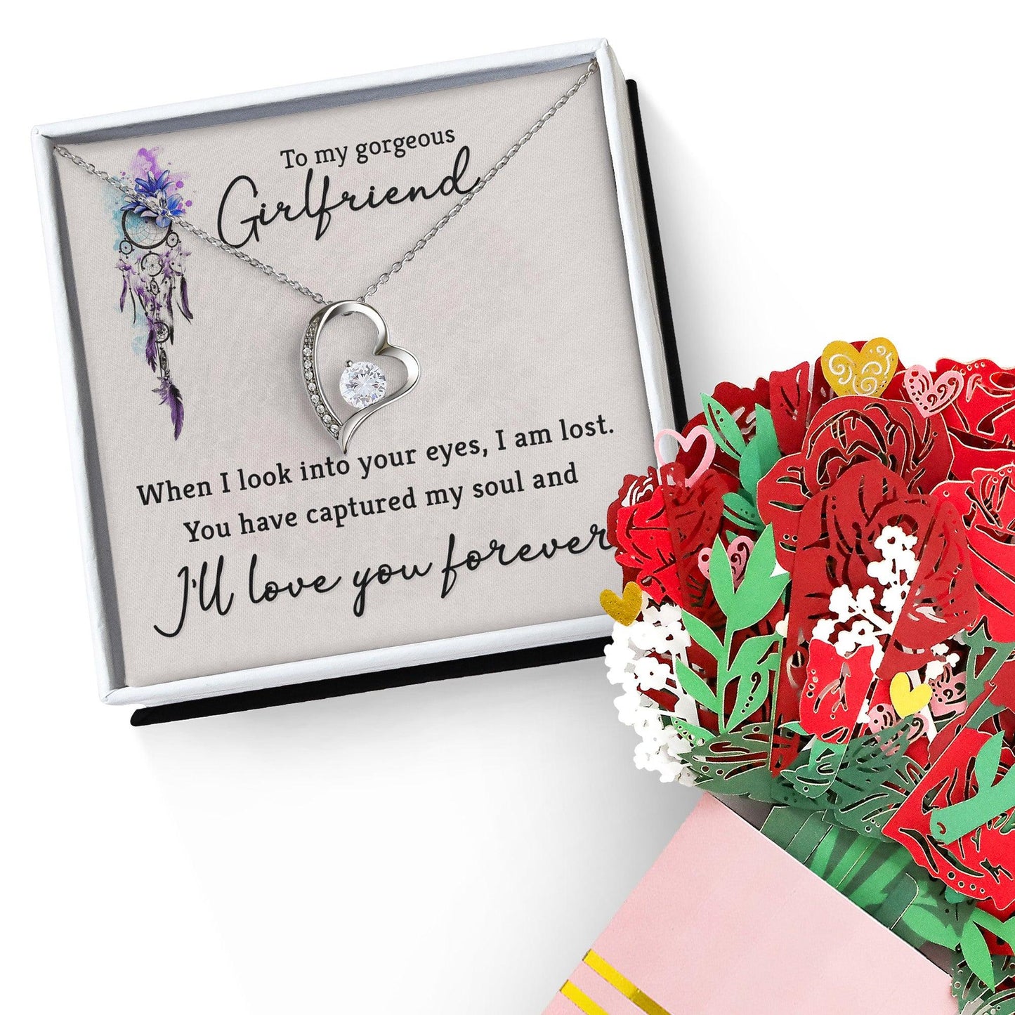 To My Gorgeous Girlfriend When I Look into Your Eyes Forever Love Pendant Necklace - Mallard Moon Gift Shop