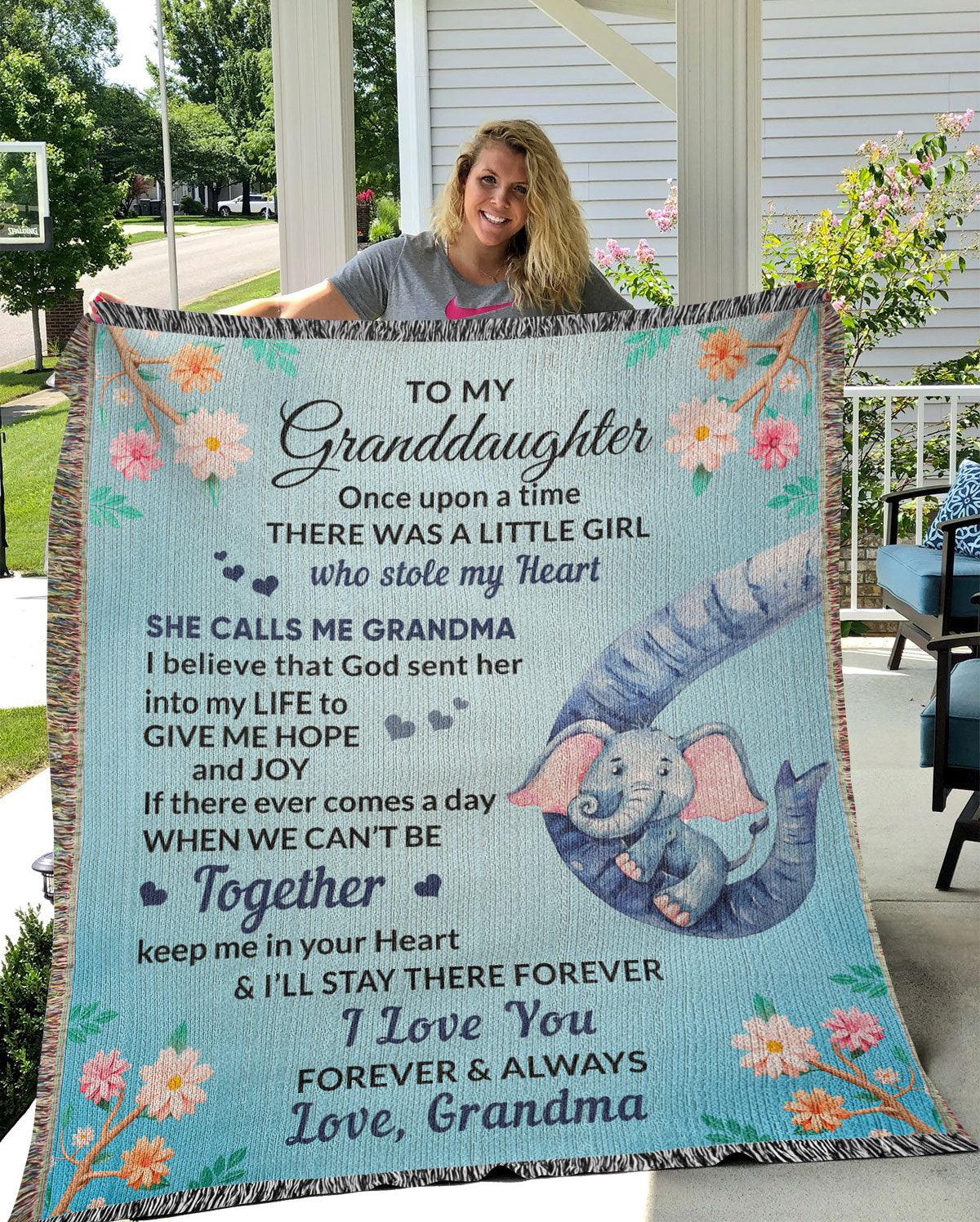 To My Granddaughter, You bring me Hope and Joy Heirloom Woven Blanket - Mallard Moon Gift Shop