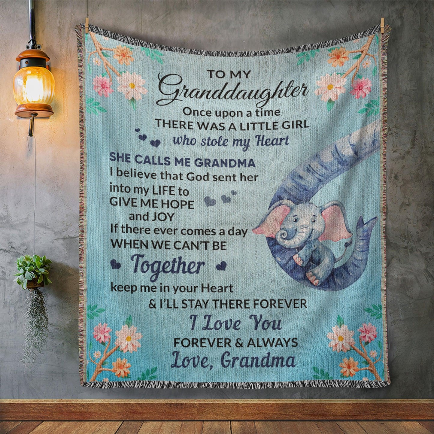 To My Granddaughter, You bring me Hope and Joy Heirloom Woven Blanket - Mallard Moon Gift Shop
