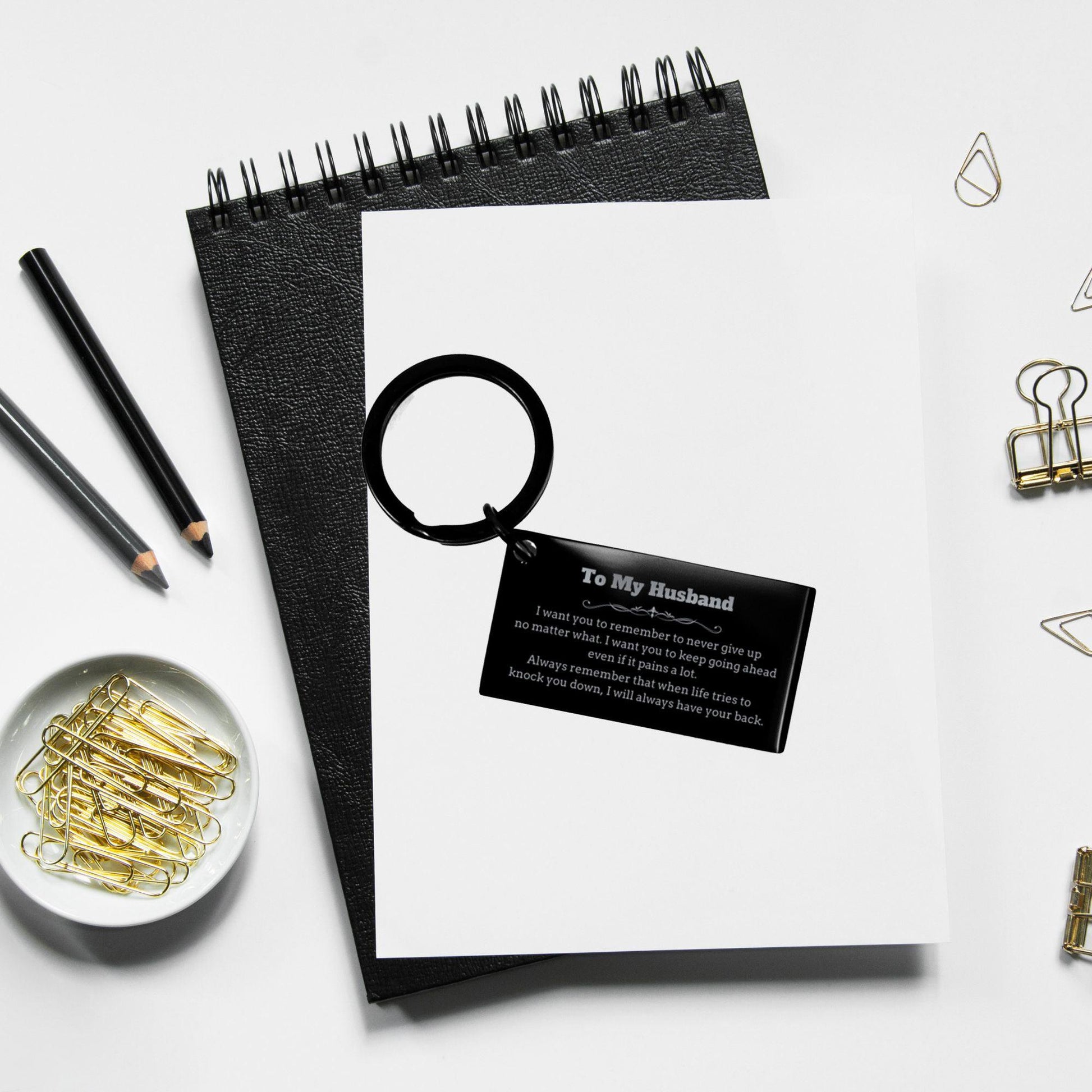 To My Husband Gifts, Never give up no matter what, Inspirational Husband Keychain, Encouragement Birthday Christmas Unique Gifts For Husband - Mallard Moon Gift Shop