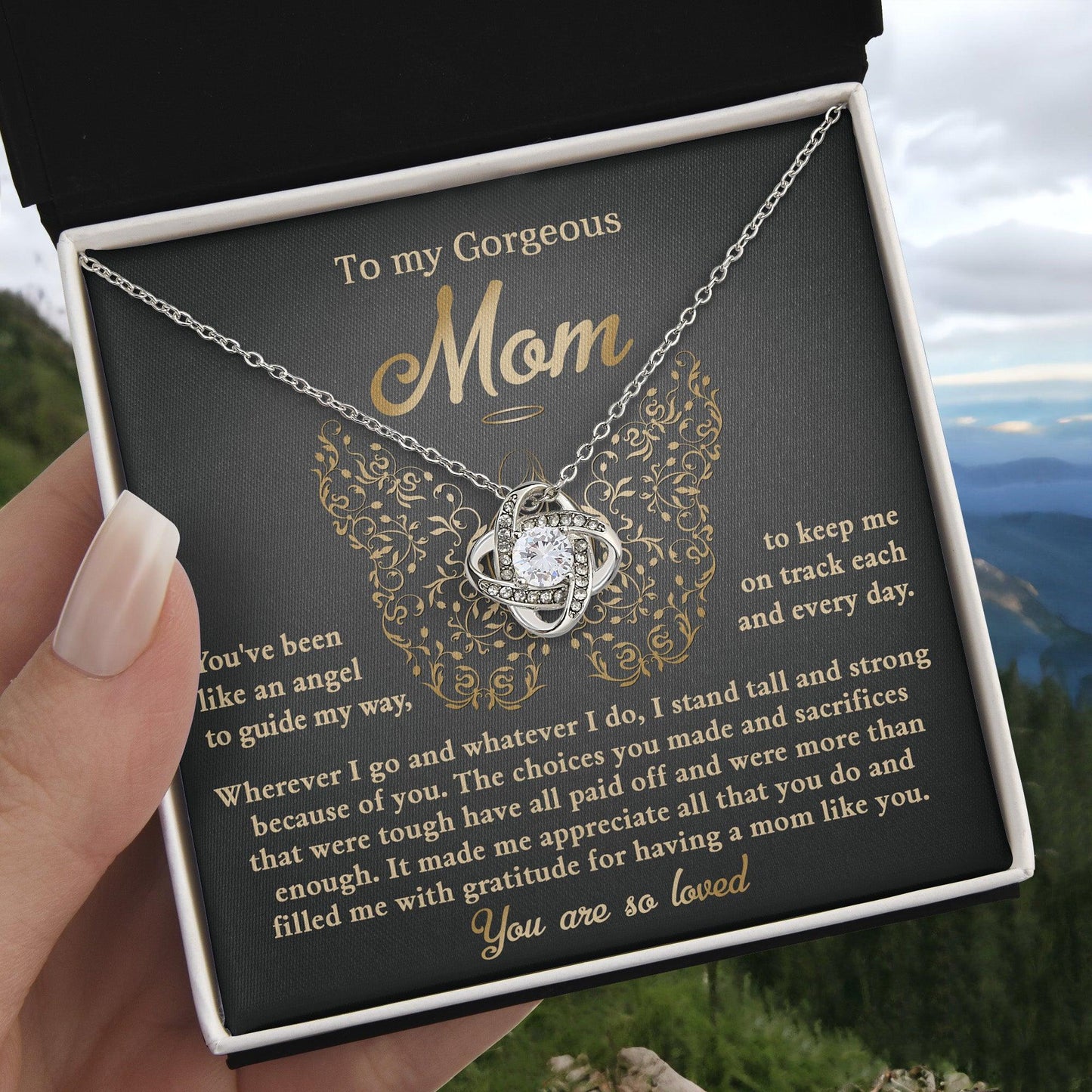 To My Mom You Are Like An Angel To Guide My Way Love Knot Necklace - Mallard Moon Gift Shop