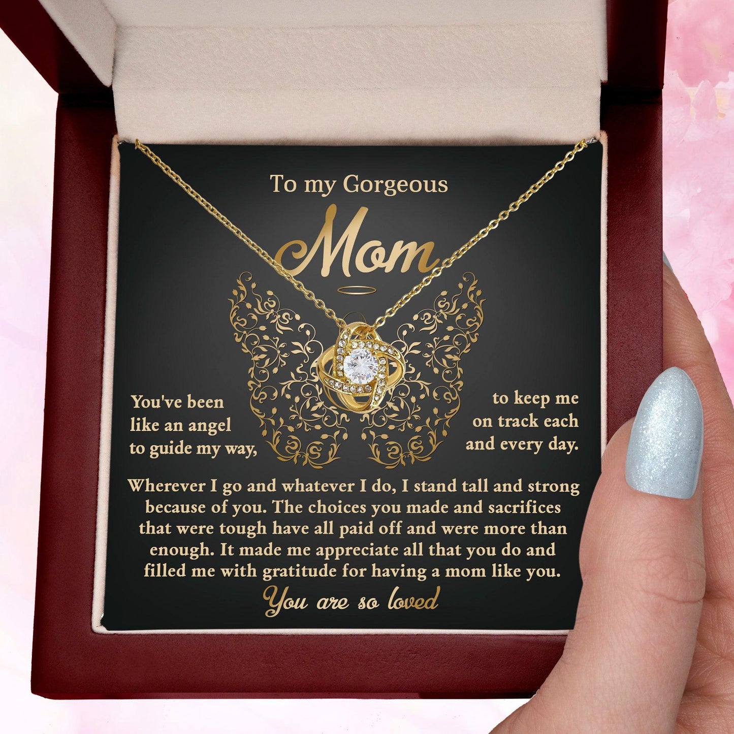 To My Mom You Are Like An Angel To Guide My Way Love Knot Necklace - Mallard Moon Gift Shop