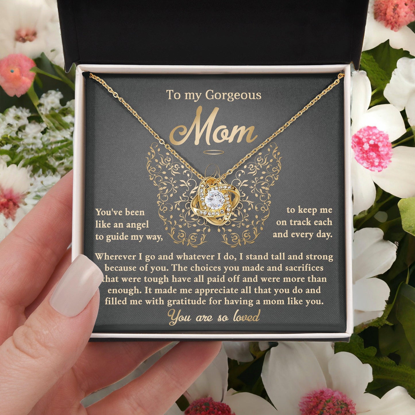To My Mom You Are Like An Angel To Guide My Way Love Knot Necklace - Mallard Moon Gift Shop