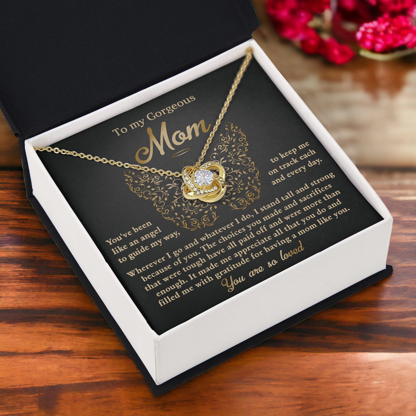 To My Mom You Are Like An Angel To Guide My Way Love Knot Necklace - Mallard Moon Gift Shop