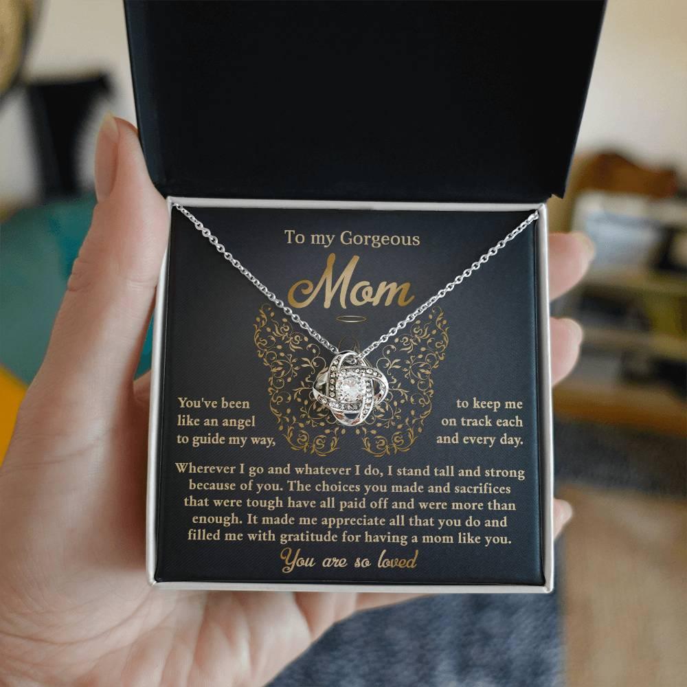 To My Mom You Are Like An Angel To Guide My Way Love Knot Necklace - Mallard Moon Gift Shop