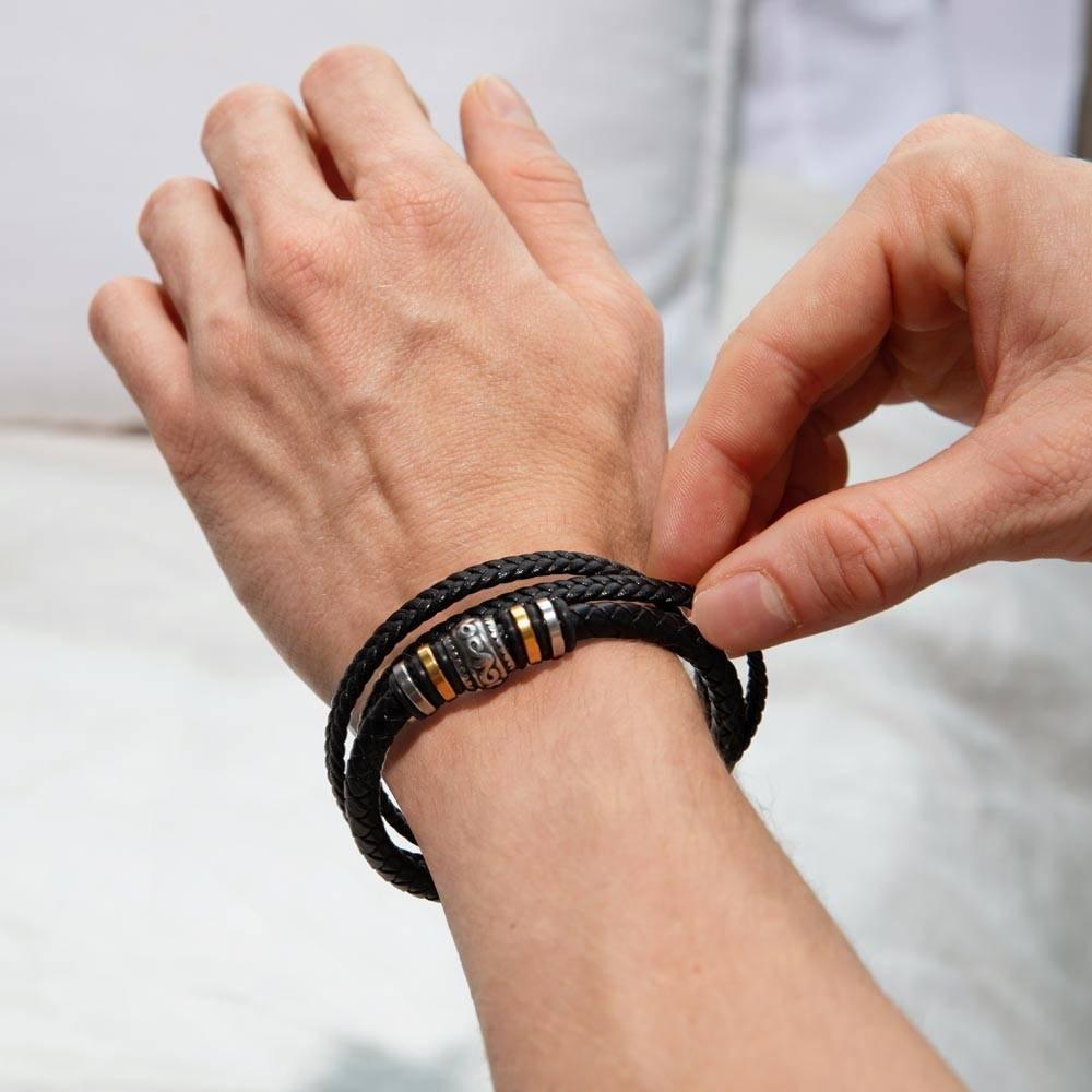 To My Son Braver Than You Believe Braided Leather Bracelet - Mallard Moon Gift Shop