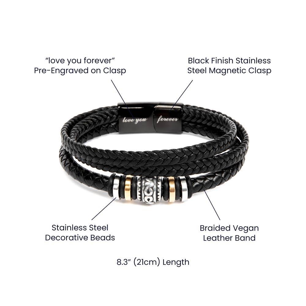 To My Son Braver Than You Believe Braided Leather Bracelet - Mallard Moon Gift Shop