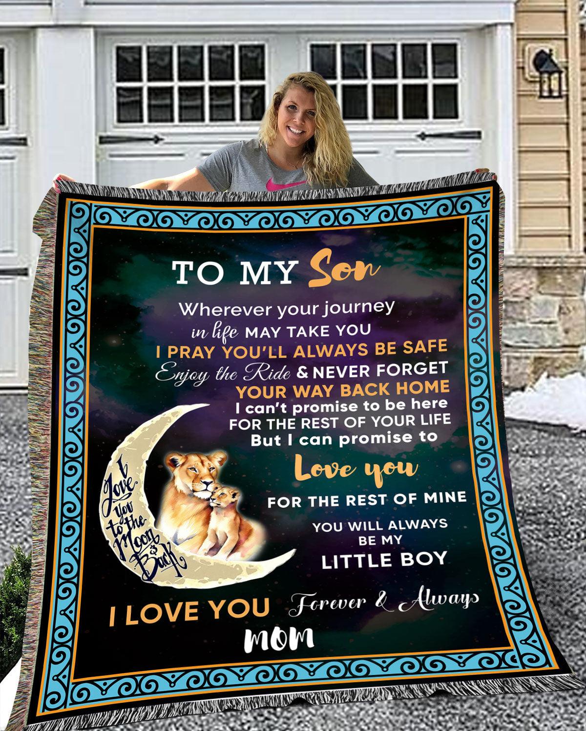 To My Son - Wherever your Journey May Take You, Enjoy the Ride Heirloom Woven Blanket - Mallard Moon Gift Shop