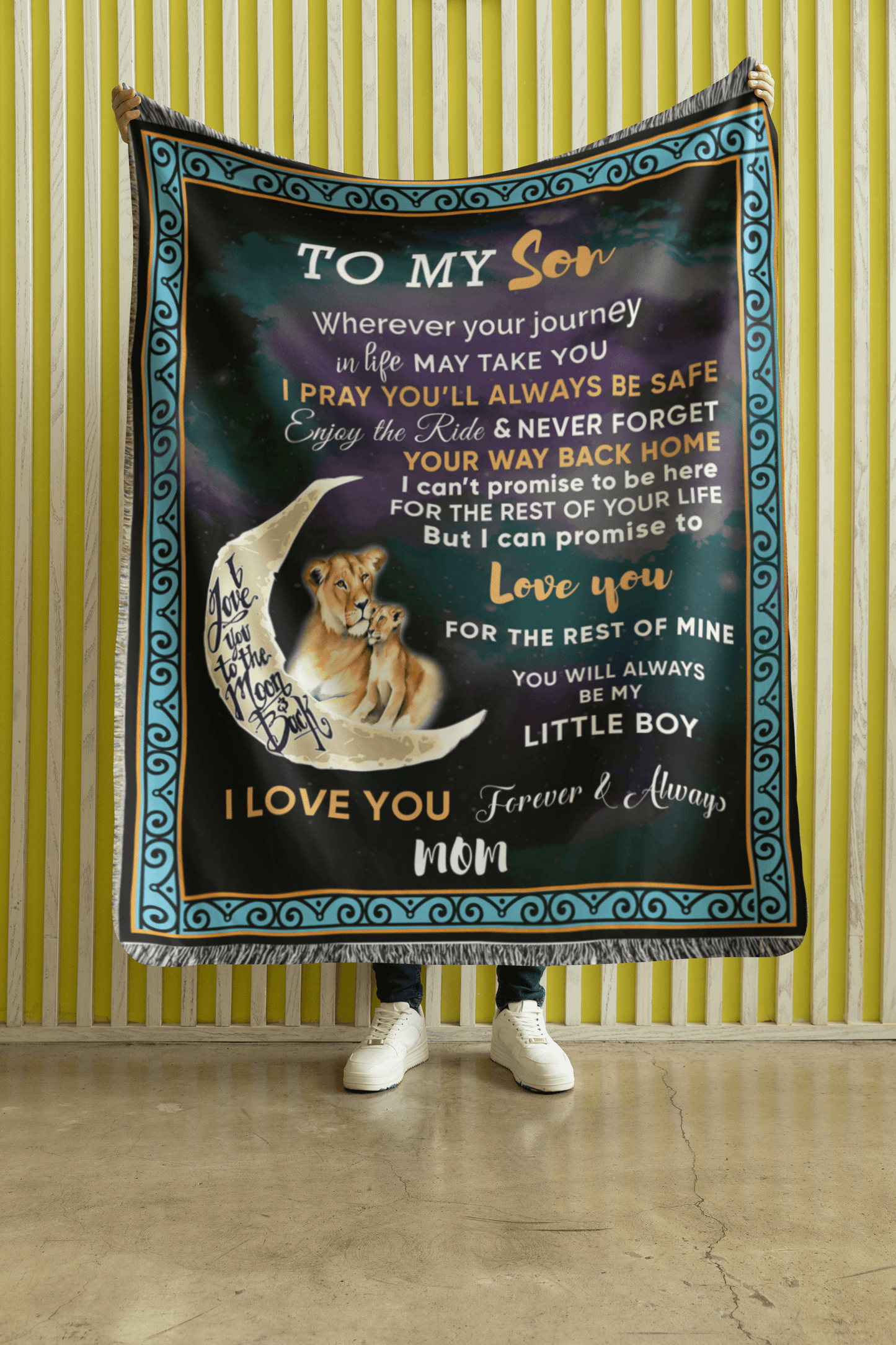To My Son - Wherever your Journey May Take You, Enjoy the Ride Heirloom Woven Blanket - Mallard Moon Gift Shop