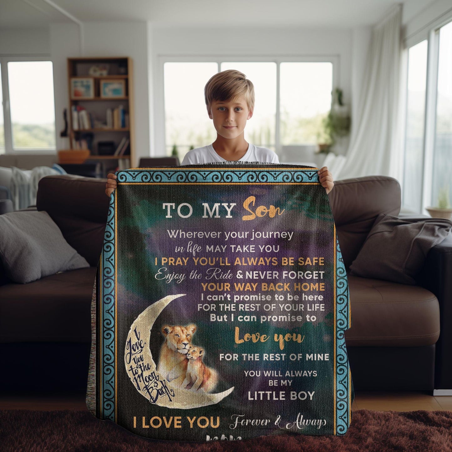 To My Son - Wherever your Journey May Take You, Enjoy the Ride Heirloom Woven Blanket - Mallard Moon Gift Shop