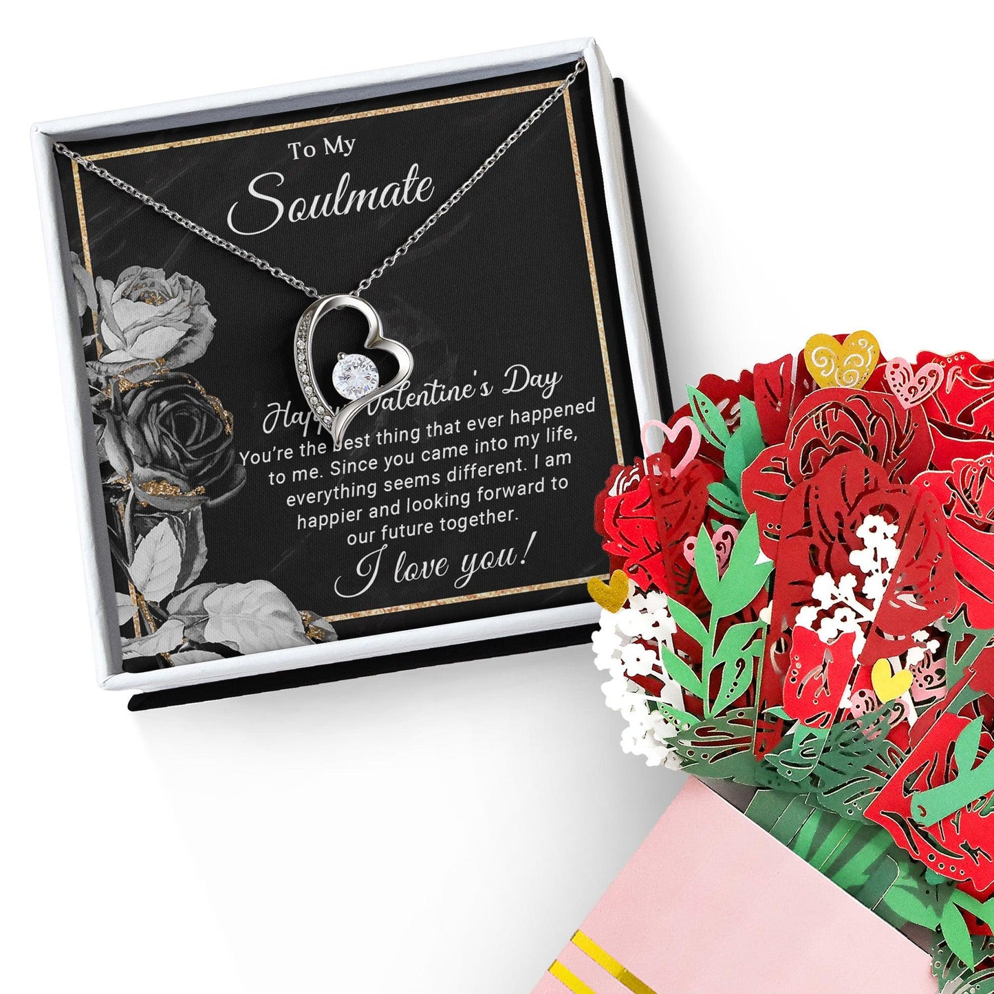 To My Soulmate Happy Valentine's Day Forever Love Pendant Necklace - Mallard Moon Gift Shop