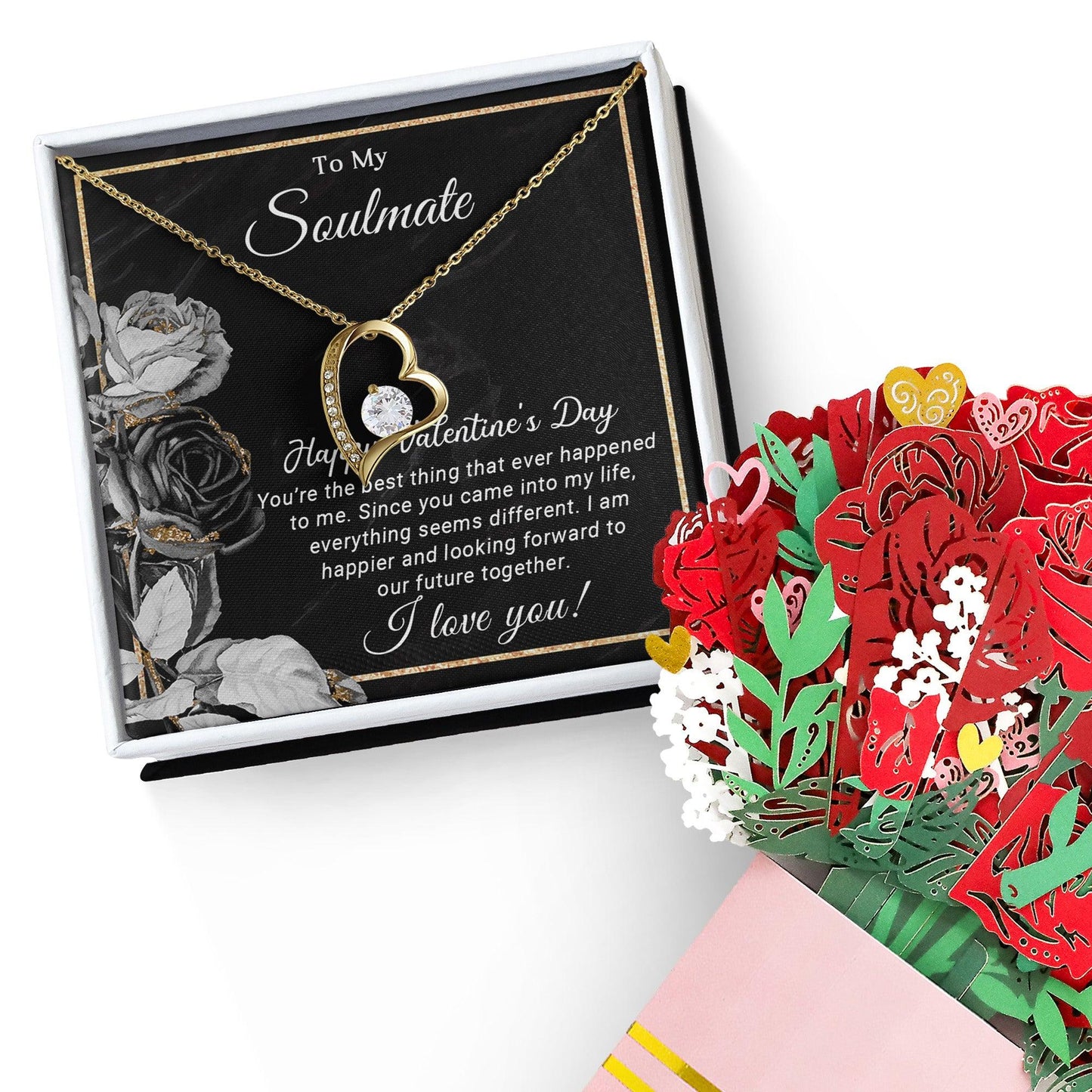 To My Soulmate Happy Valentine's Day Forever Love Pendant Necklace - Mallard Moon Gift Shop
