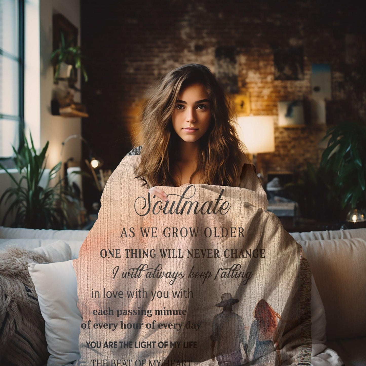 To My Soulmate I Will Always Keep Falling In Love With You Personalized Heirloom Woven Blanket - Mallard Moon Gift Shop
