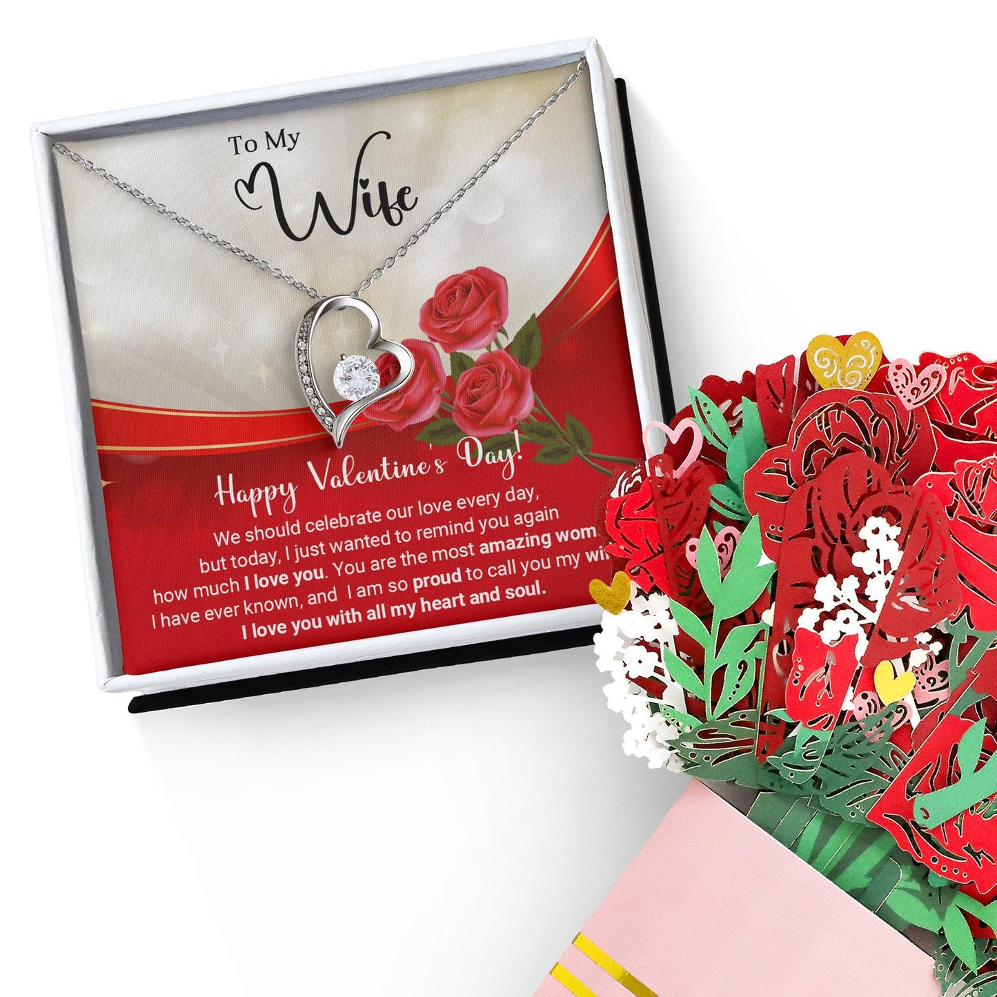 To My Wife Celebrate Our Love Every Day Forever Love Pendant Necklace - Mallard Moon Gift Shop