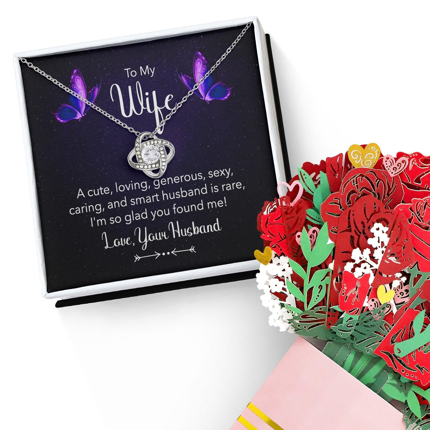 To my Wife I am So Glad You Found Me Love Knot Necklace - Mallard Moon Gift Shop