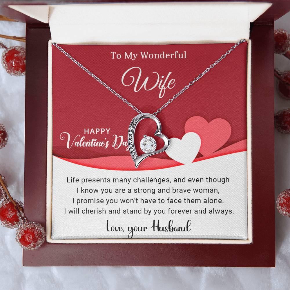 To My Wonderful Wife I Will Cherish You Forever and Always Forever Love Pendant Necklace - Mallard Moon Gift Shop