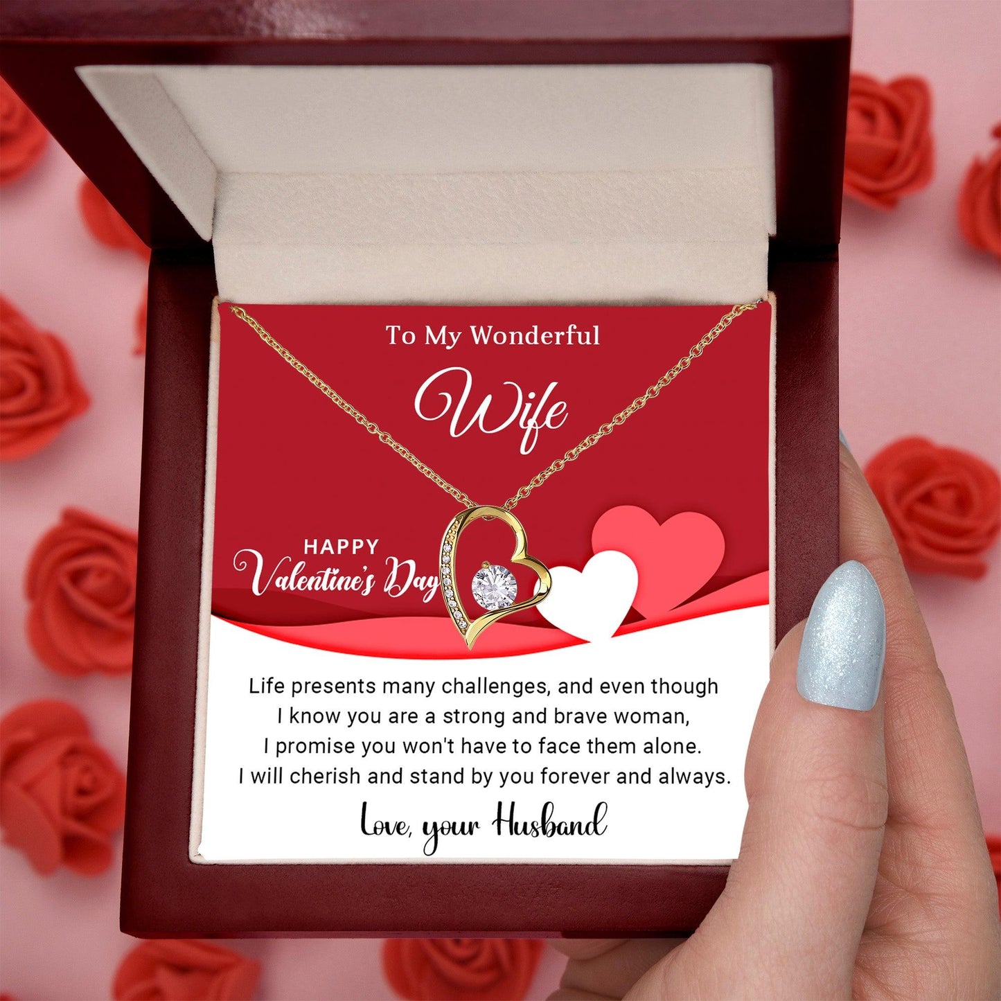 To My Wonderful Wife I Will Cherish You Forever and Always Forever Love Pendant Necklace - Mallard Moon Gift Shop