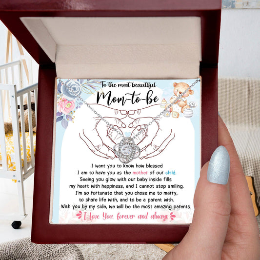To the Most Beautiful Mom to Be I Am Blessed To Have You as the Mother of Our Child - Love Knot Necklace - Mallard Moon Gift Shop