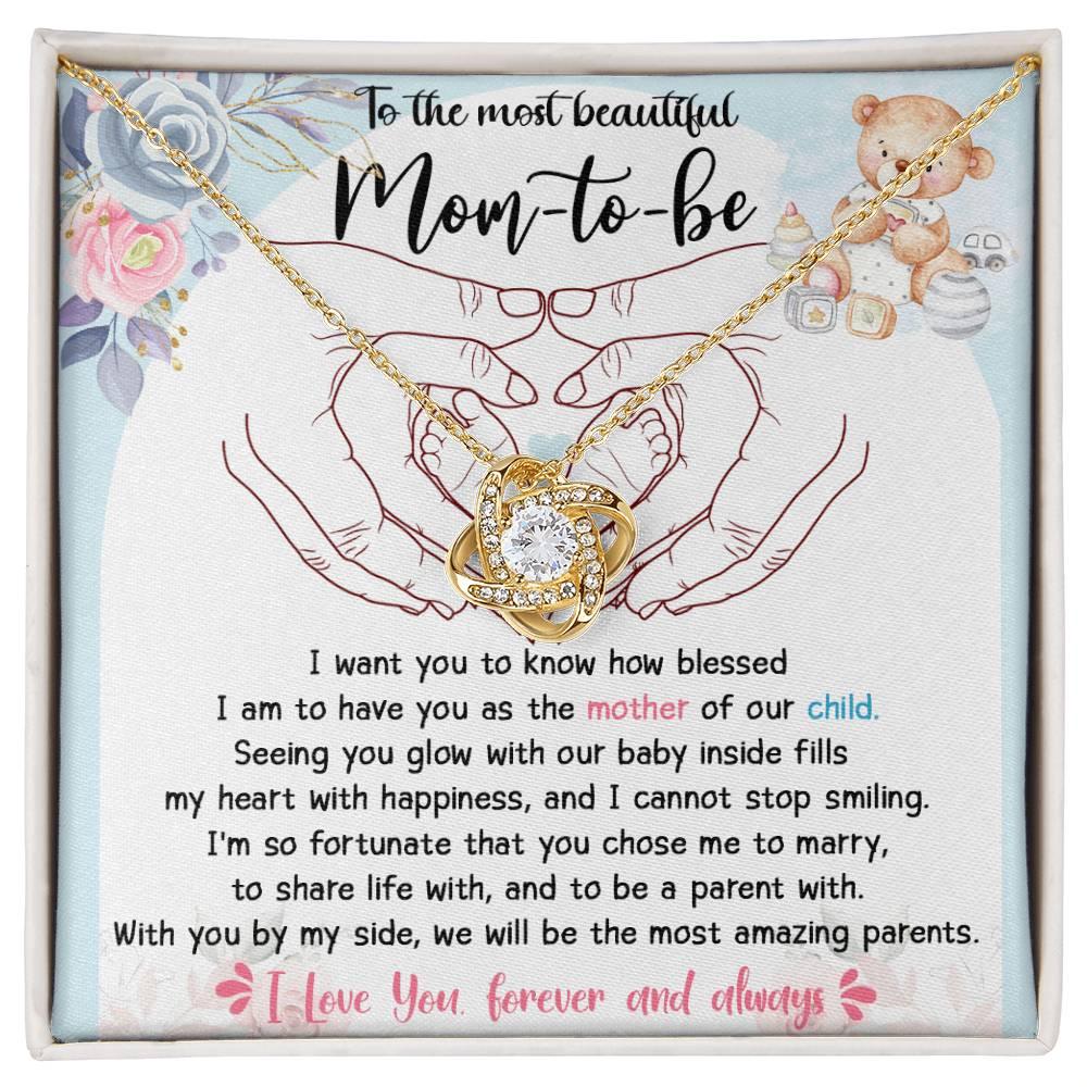 To the Most Beautiful Mom to Be I Am Blessed To Have You as the Mother of Our Child - Love Knot Necklace - Mallard Moon Gift Shop