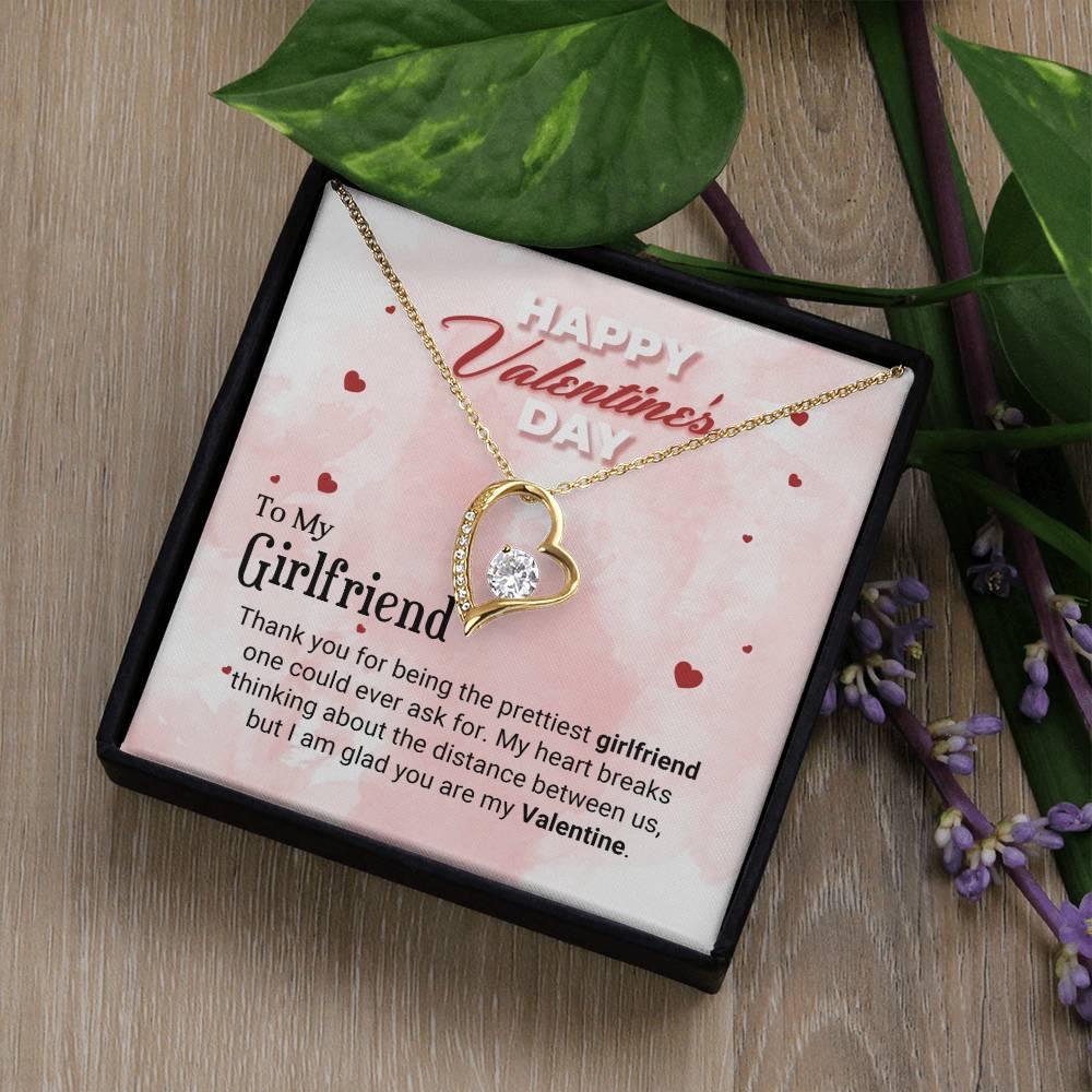 To The Prettiest Girlfriend Happy Valentine's Day Forever Love Pendant Necklace - Mallard Moon Gift Shop