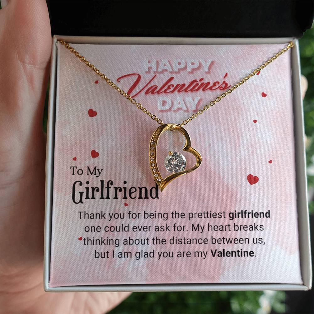 To The Prettiest Girlfriend Happy Valentine's Day Forever Love Pendant Necklace - Mallard Moon Gift Shop
