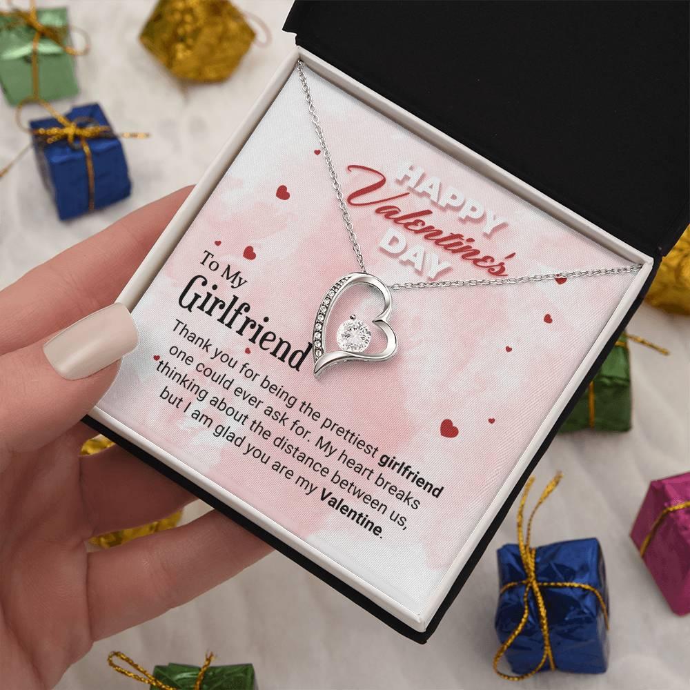 To The Prettiest Girlfriend Happy Valentine's Day Forever Love Pendant Necklace - Mallard Moon Gift Shop