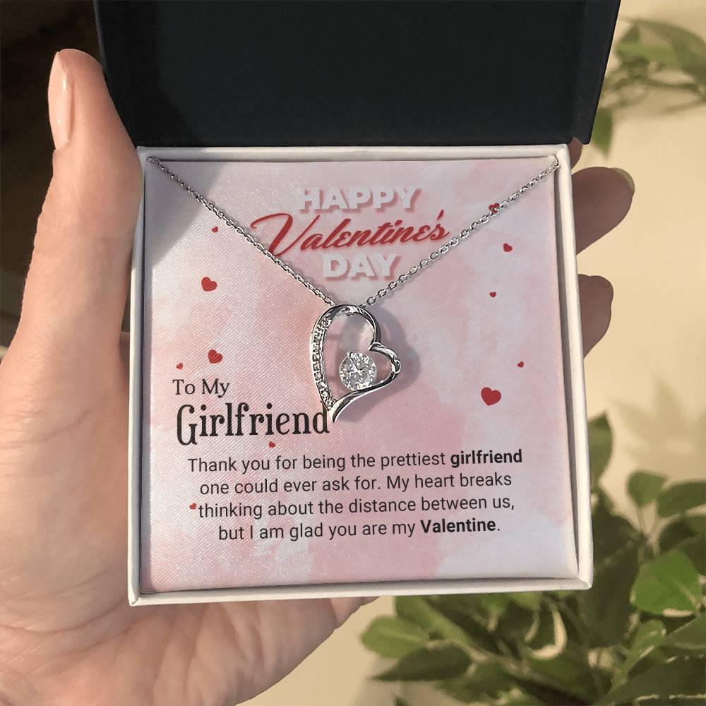 To The Prettiest Girlfriend Happy Valentine's Day Forever Love Pendant Necklace - Mallard Moon Gift Shop