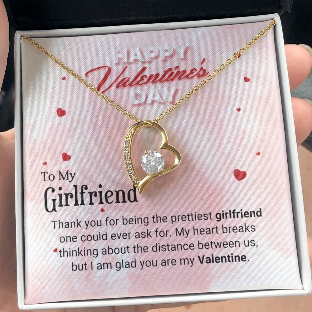 To The Prettiest Girlfriend Happy Valentine's Day Forever Love Pendant Necklace - Mallard Moon Gift Shop