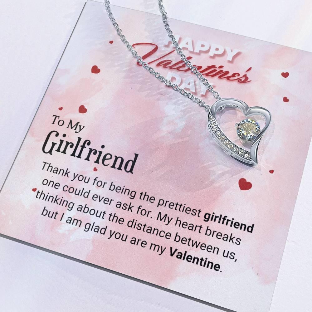 To The Prettiest Girlfriend Happy Valentine's Day Forever Love Pendant Necklace - Mallard Moon Gift Shop