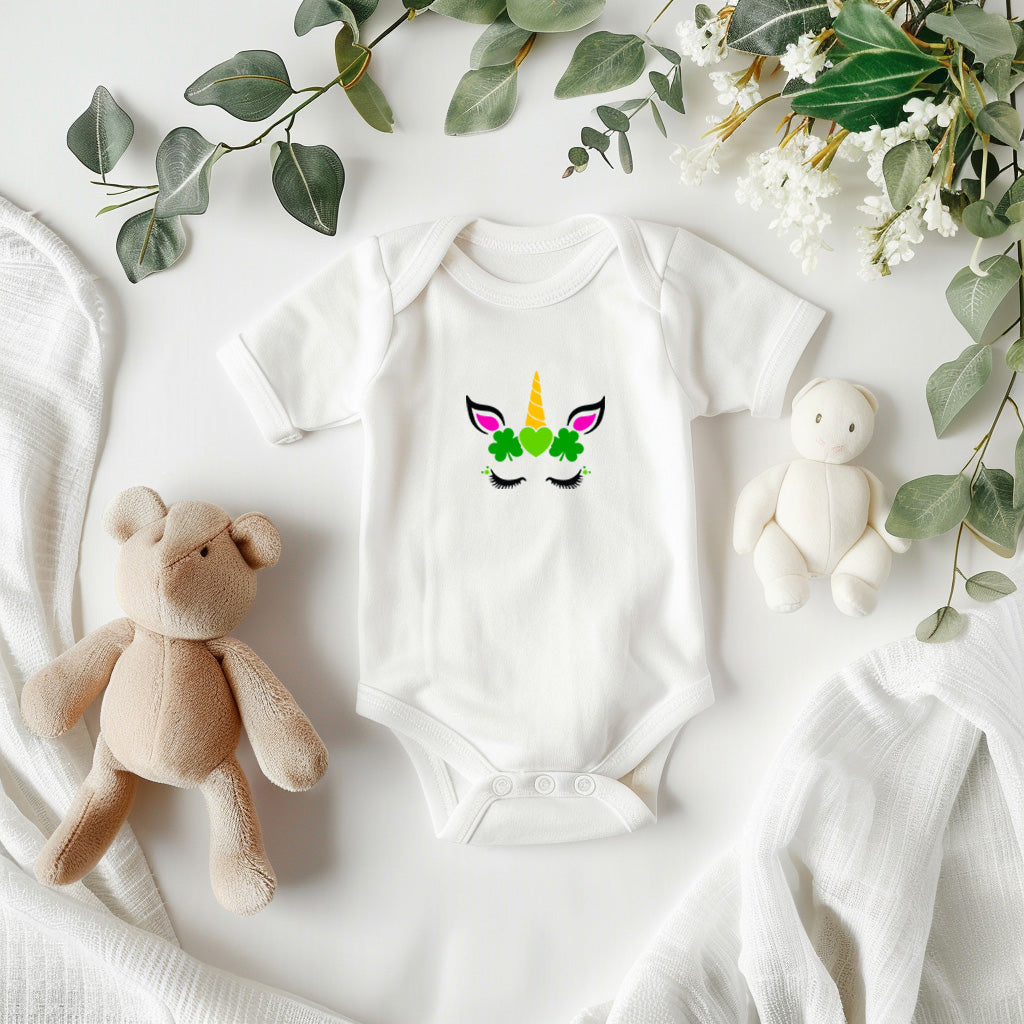 Shamrock Unicorn St. Patrick’s Day Baby Bodysuit – Cute Irish Lucky Charm Onesie – Soft Cotton Infant Romper – Magical Holiday Outfit & Baby Gift - Mallard Moon Gift Shop