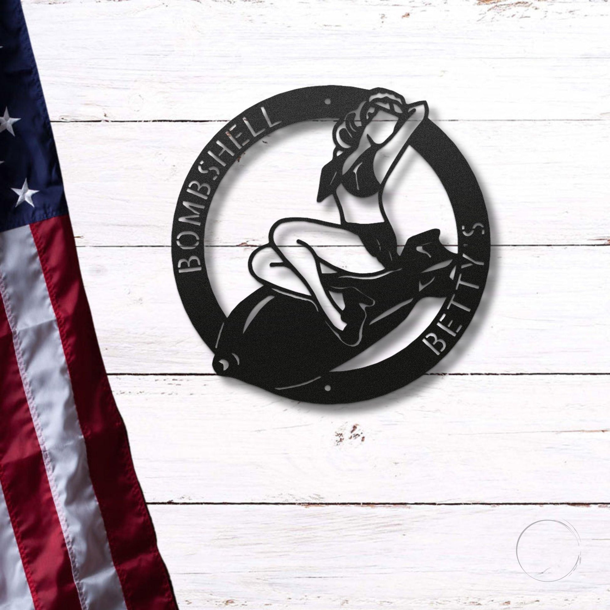 Vintage Glamour Meets Modern Flair: Personalized 'Bombshell Betty' Metal Wall Art - Mallard Moon Gift Shop