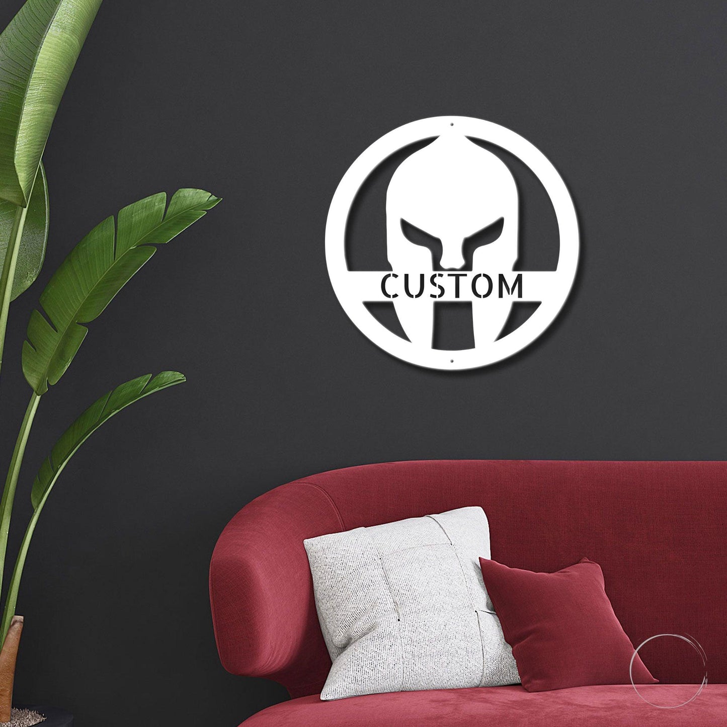 Warrior's Wall: Personalized Spartan Helmet Metal Art - Mallard Moon Gift Shop