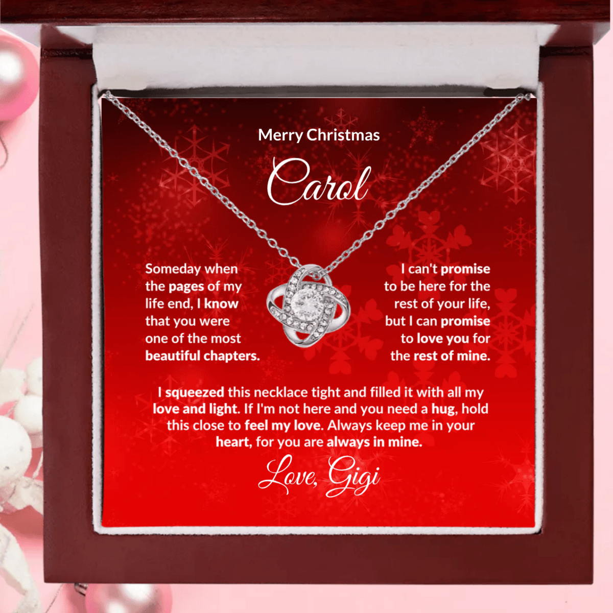 To My Amazing Granddaughter Love Knot Necklace Personalized Message Card - Mallard Moon Gift Shop