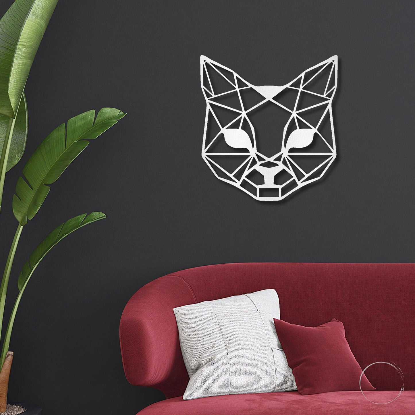 Cat Geometric Indoor Outdoor Steel Wall Sign - Mallard Moon Gift Shop