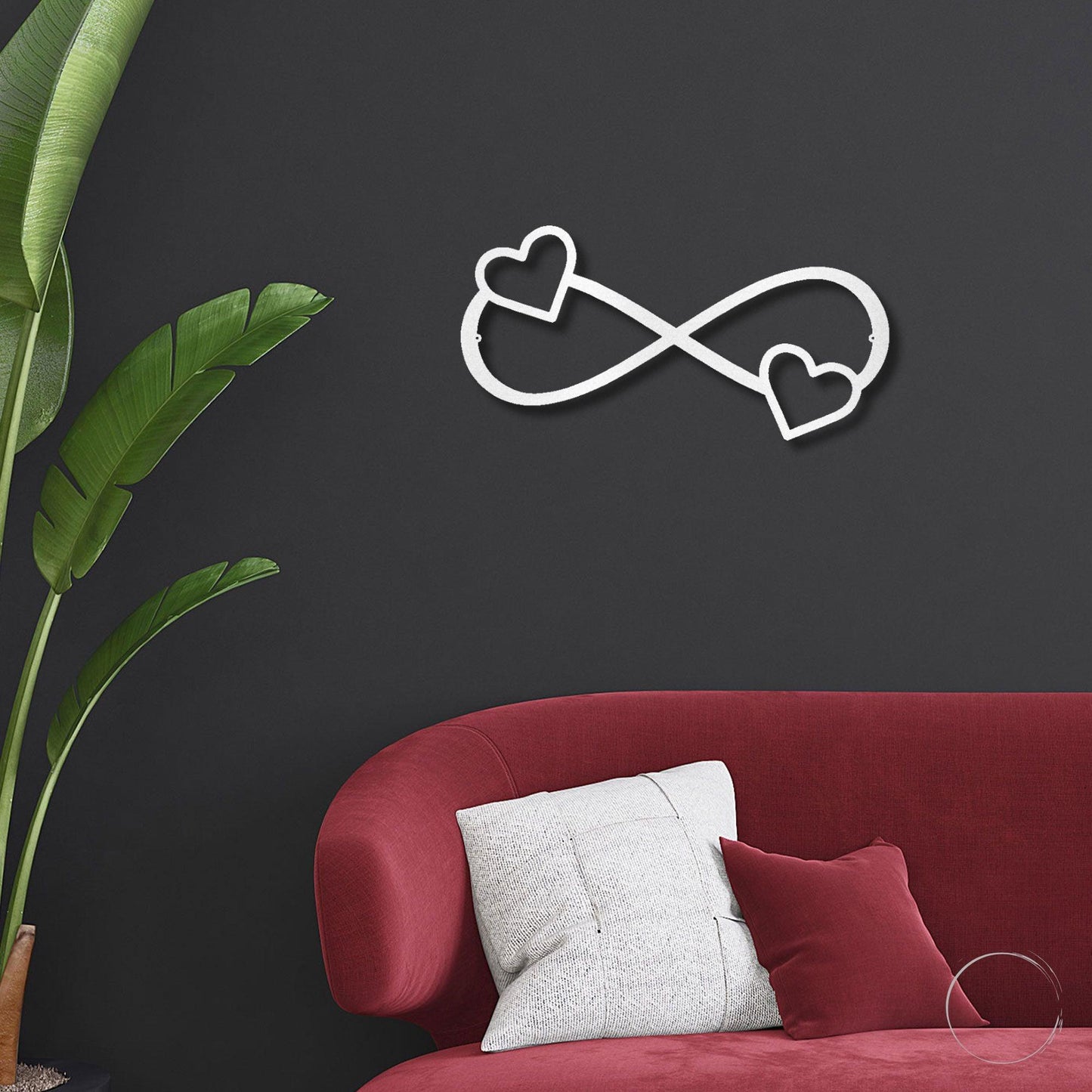 Double Heart Infinity Steel Wall Sign - Mallard Moon Gift Shop