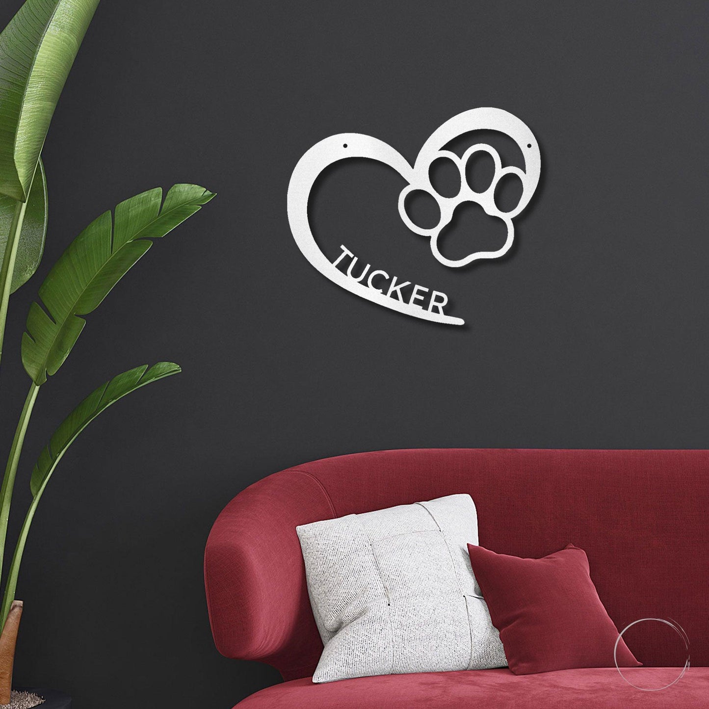 Puppy Love Paw Print Monogram Personalized Metal Art Wall Sign - Mallard Moon Gift Shop